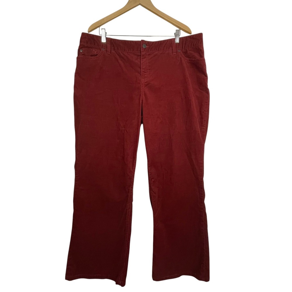LL Bean Favorite Fit Straight Leg Corduroy Pants Burgundy Red Womens 20 Reg